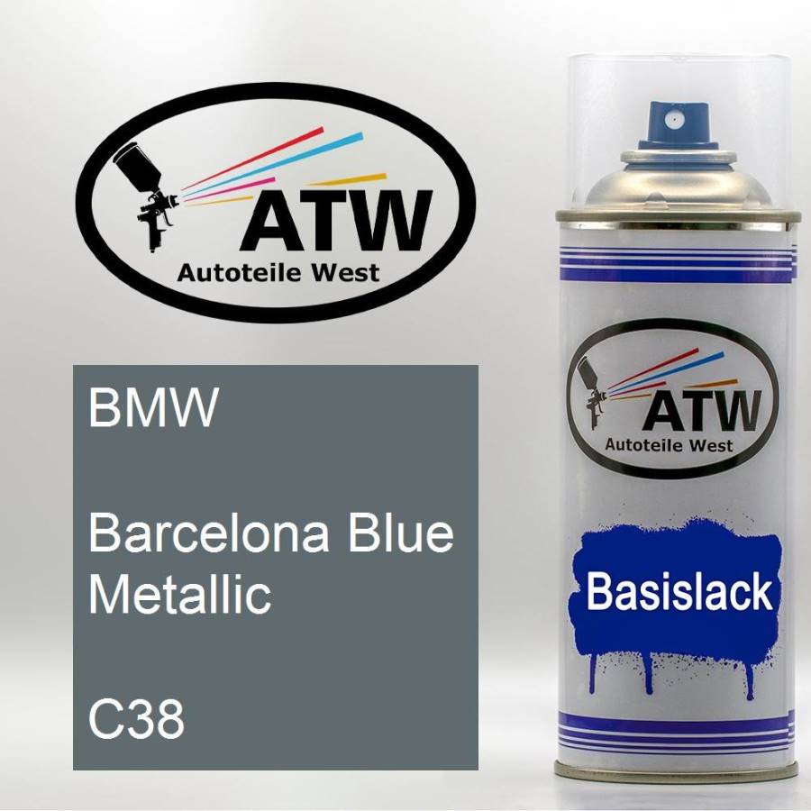 BMW, Barcelona Blue Metallic, C38: 400ml Sprühdose, von ATW Autoteile West.